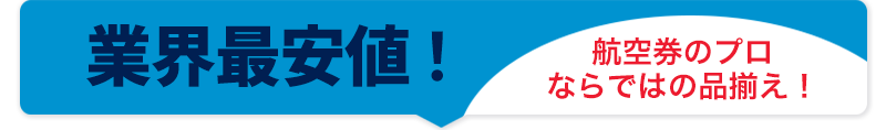 業界最安値！航空券のプロならではの品揃え！