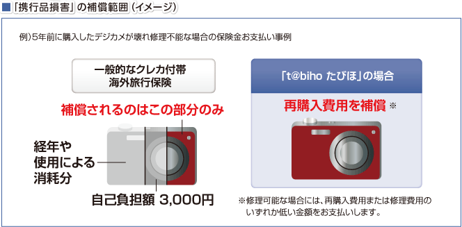 「携行品損害」の補償範囲（イメージ）