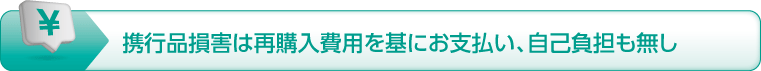 携行品損害は再購入費用でのお支払い、自己負担も無し