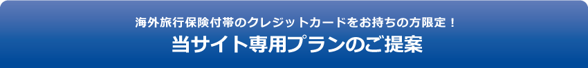 海外旅行保険付帯のクレジットカードをお持ちの方限定! 当サイト専用プランのご提案