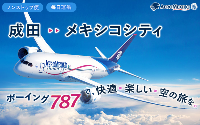 成田~メキシコシティ ボーイング787で快適で楽しい空の旅を!!