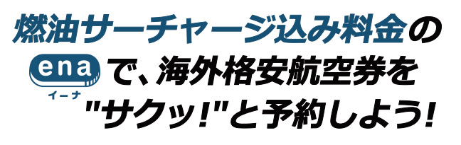 燃油サーチャージ込み料金のイーナで検索！